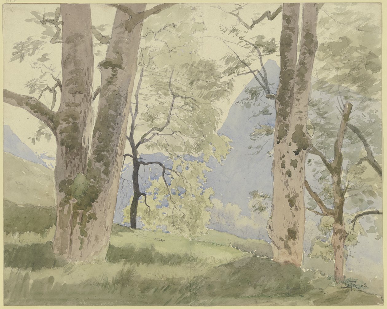Paisagem da Floresta Negra: vista das montanhas a partir da orla da floresta de Hans Thoma