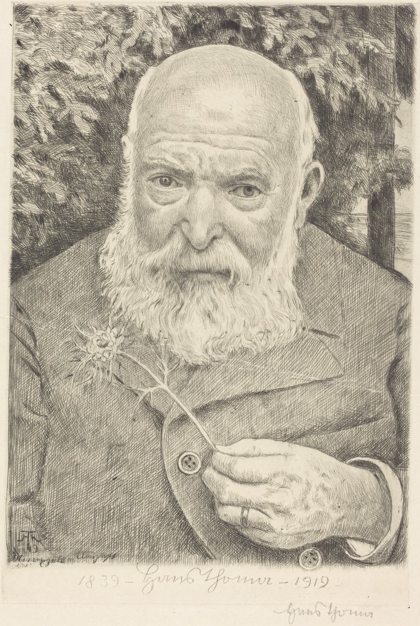 Autorretrato VI com flor de Hans Thoma