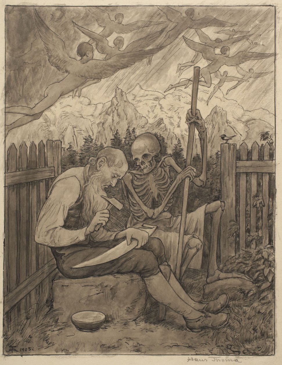 Afiar a foice da morte de Hans Thoma