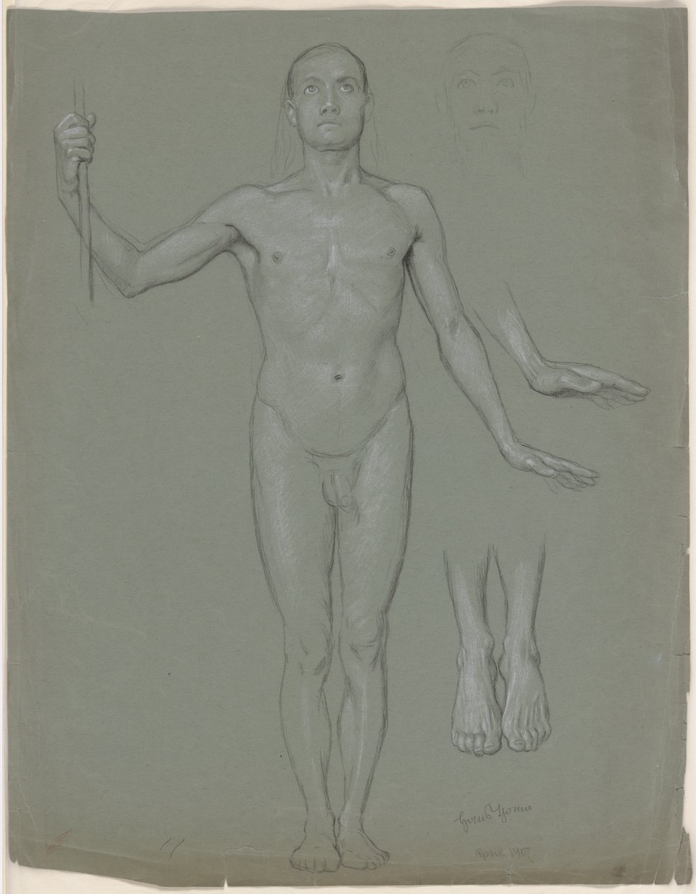 Nu masculino de pé de Hans Thoma