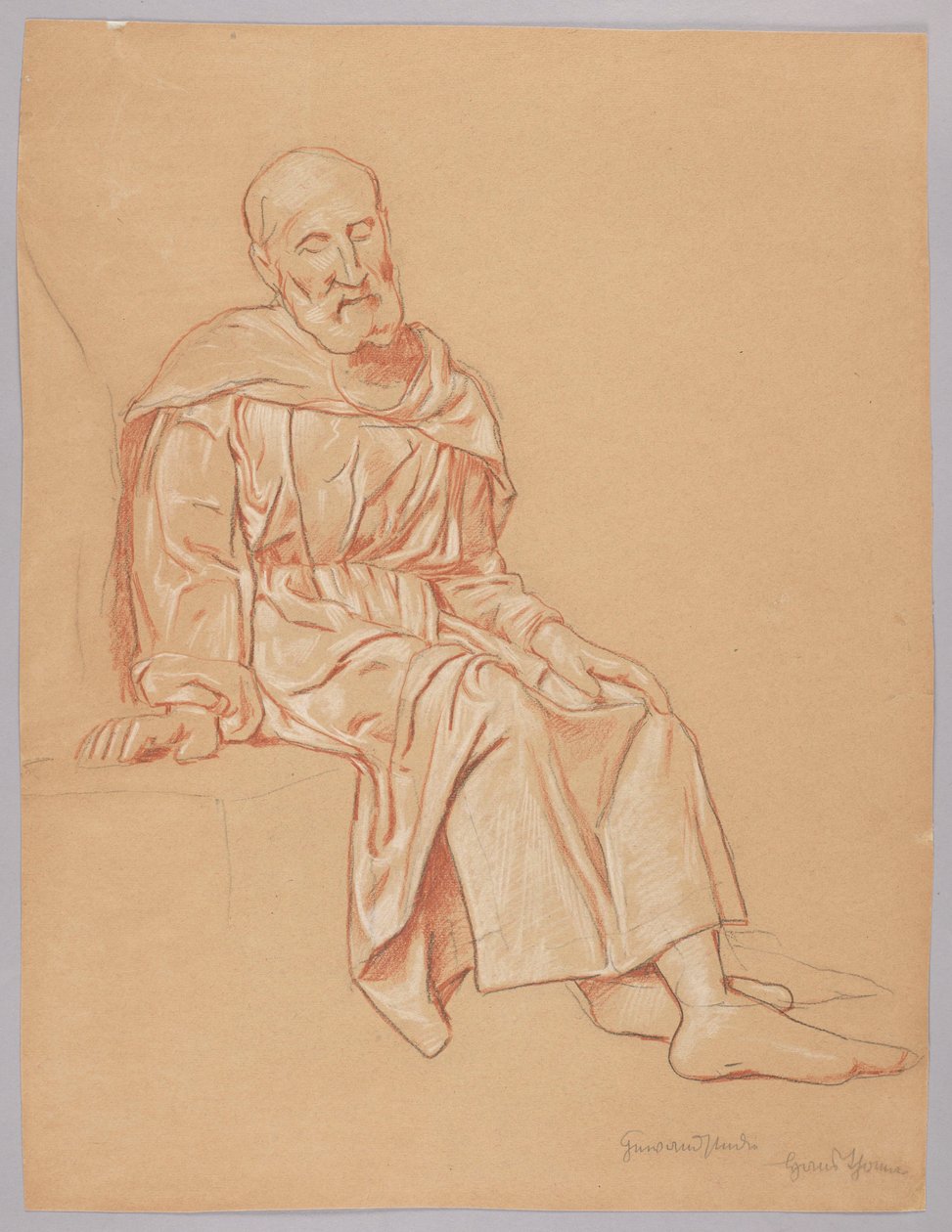 Velho sentado numa pedra de Hans Thoma