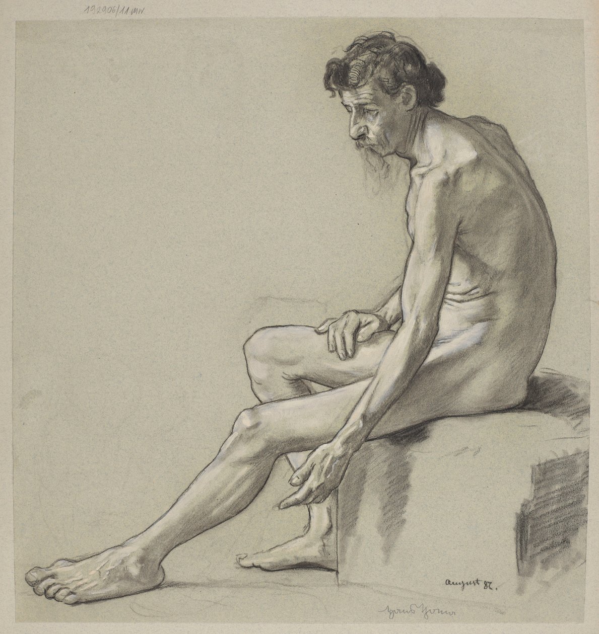 Estudo de um nu masculino de Hans Thoma