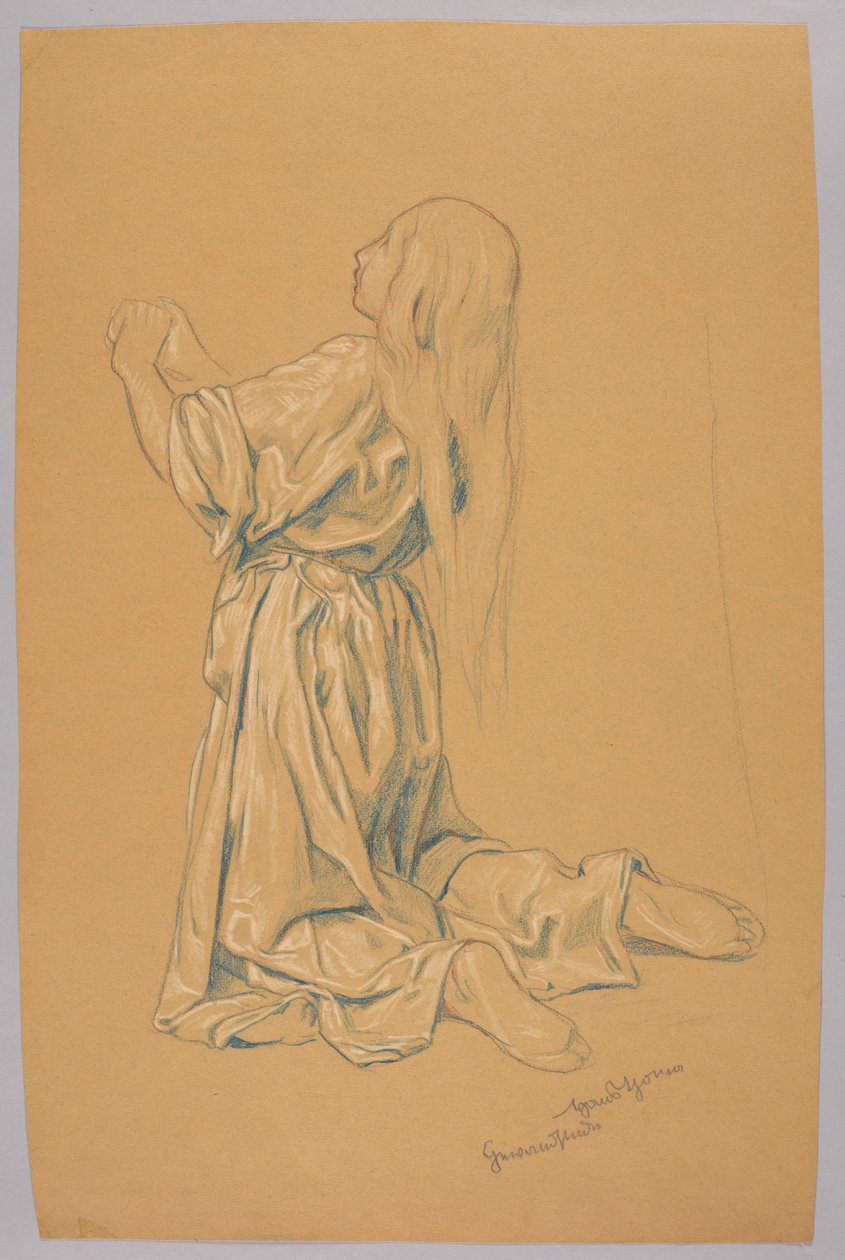 Estudo de uma mulher ajoelhada de Hans Thoma