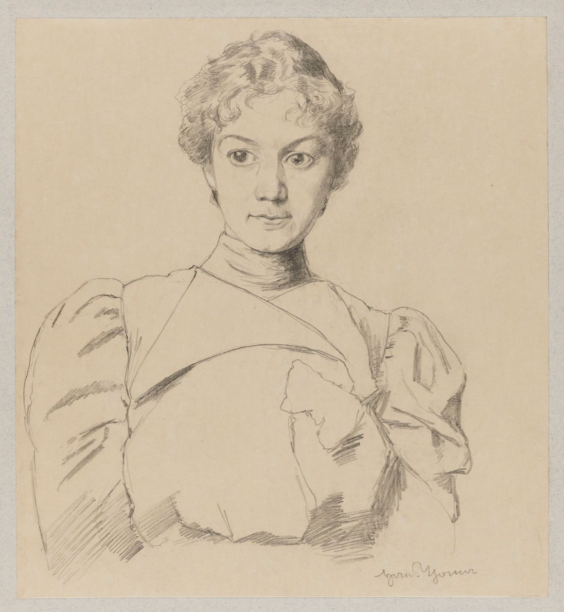 Estudo de retrato de uma jovem mulher de Hans Thoma