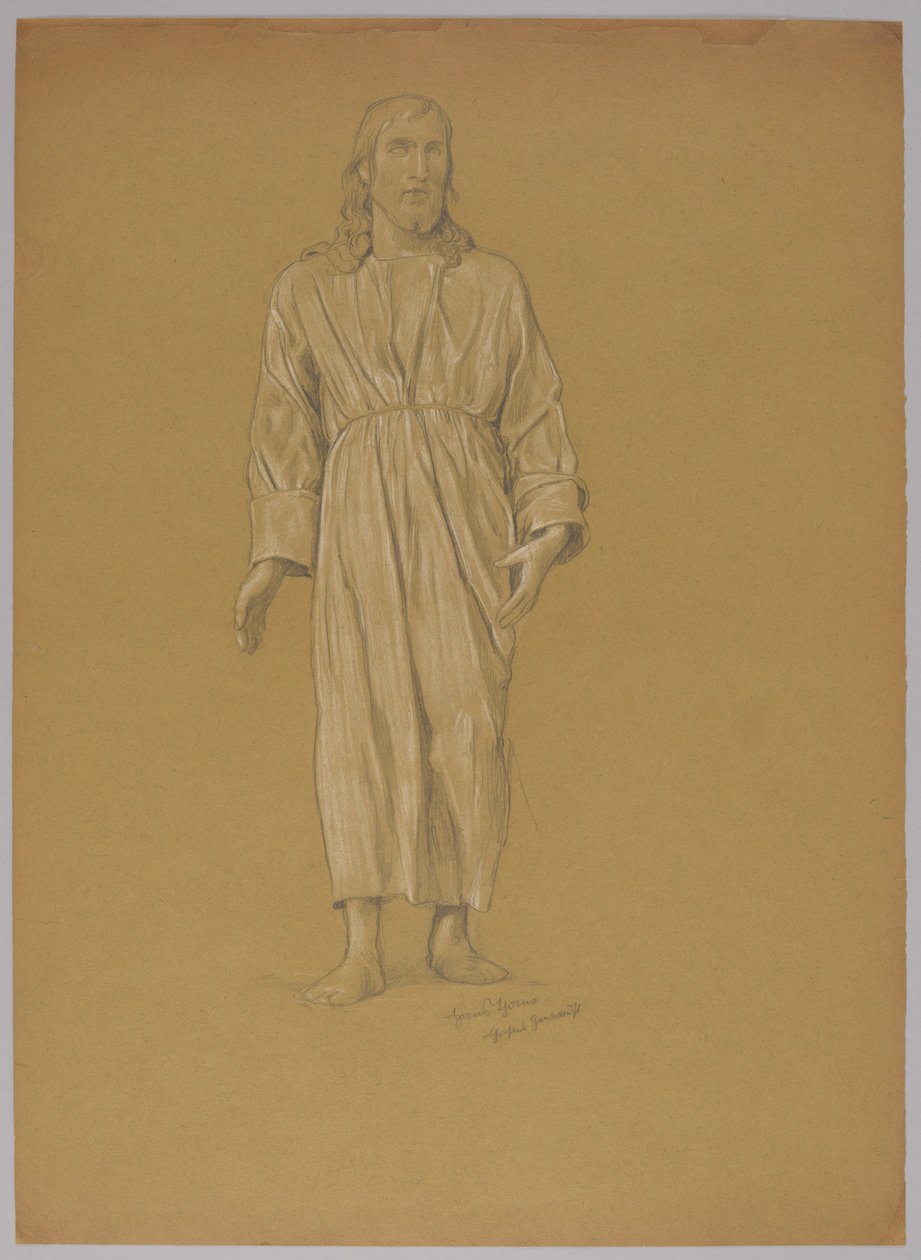 Estudo da figura de Cristo (frente e verso) de Hans Thoma