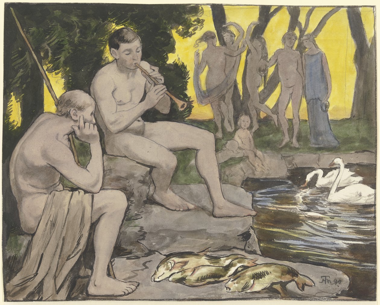 Os Campos Elísios (ninfas dançantes) de Hans Thoma