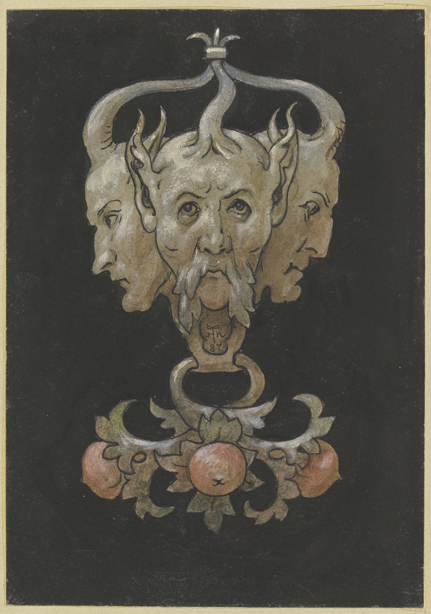 Três máscaras de sátiro de Hans Thoma