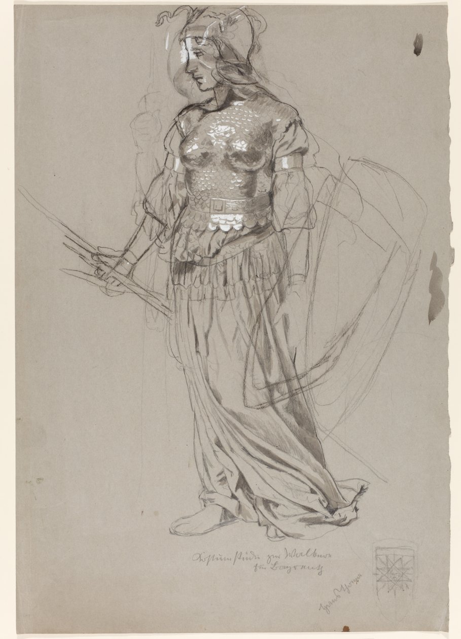 Valkyrie (Estudo de figurino para Bayreuth) de Hans Thoma