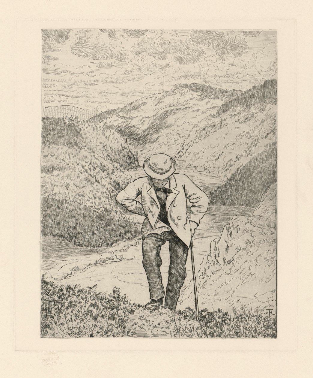 Caminhantes na montanha de Hans Thoma