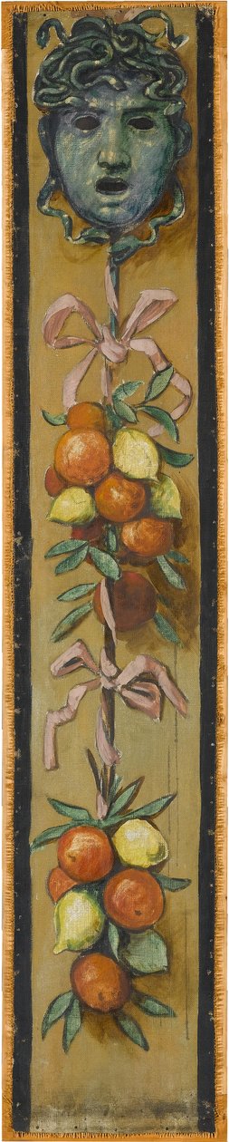 Wandfries aus dem Musiksaal des Hauses Pringsheim, München: Medusenhaupt, Orangen- und Zitronenbündel. Links von Inv.-Nr. 1925 de Hans Thoma