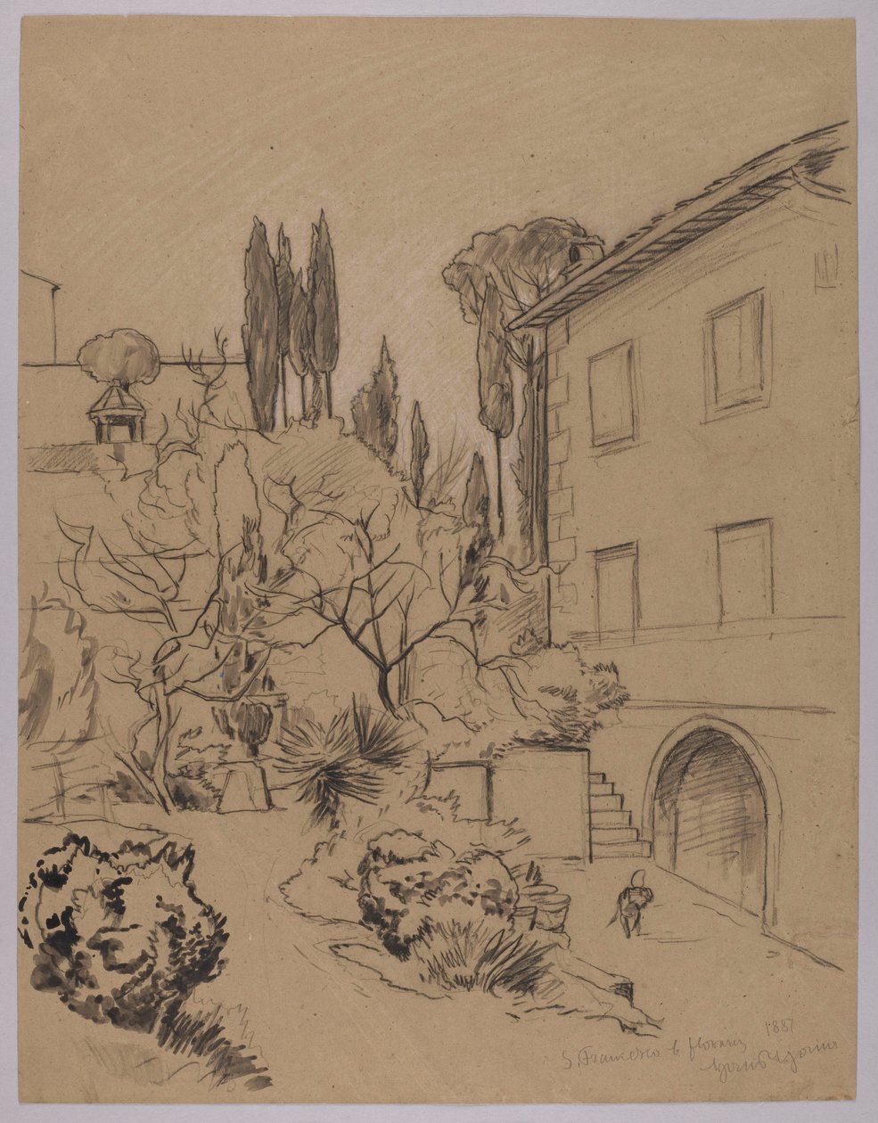 Vista do mosteiro de São Francisco, em Florença de Hans Thoma