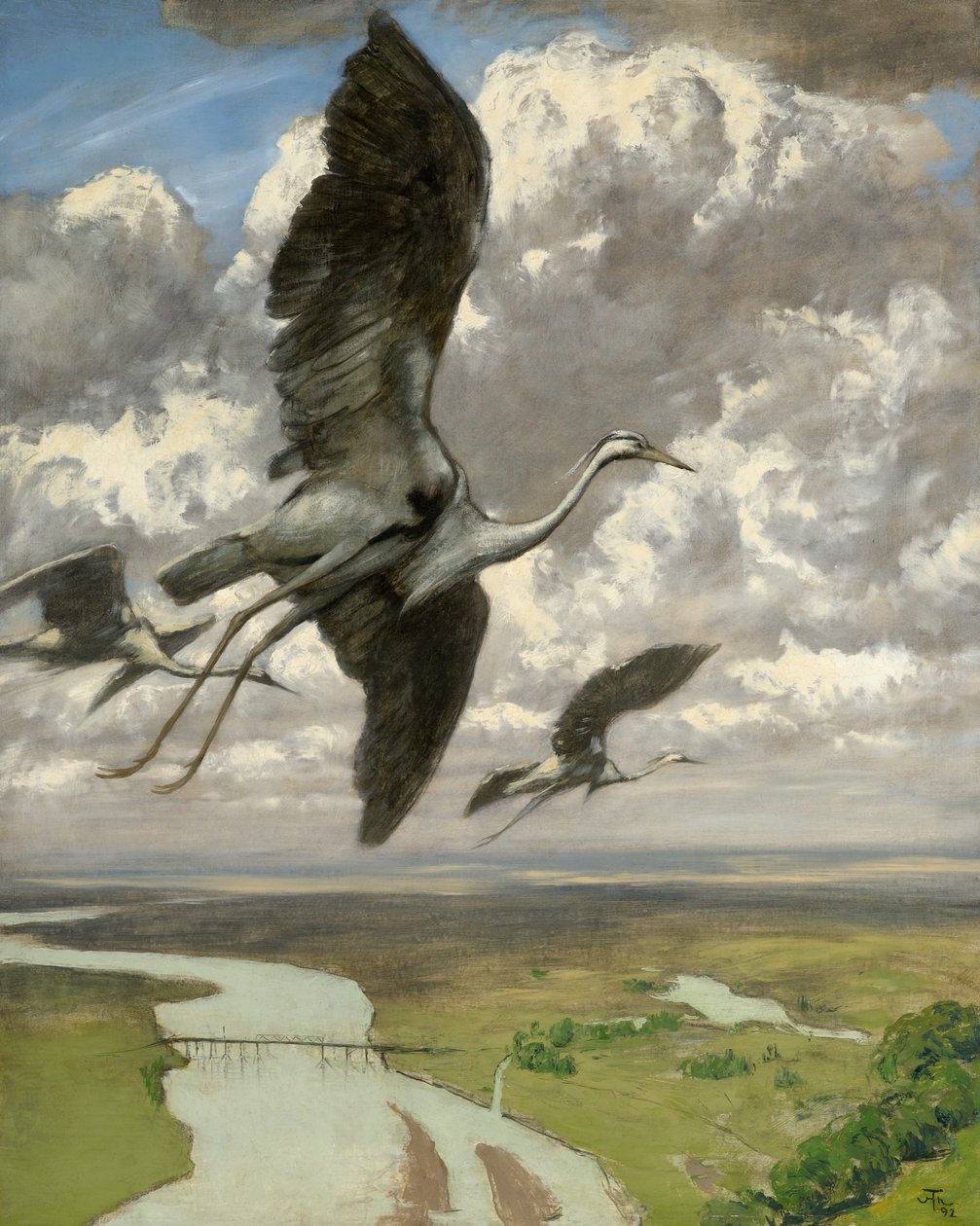 Aves Maravilhosas, 1892 (óleo sobre papelão) de Hans Thoma