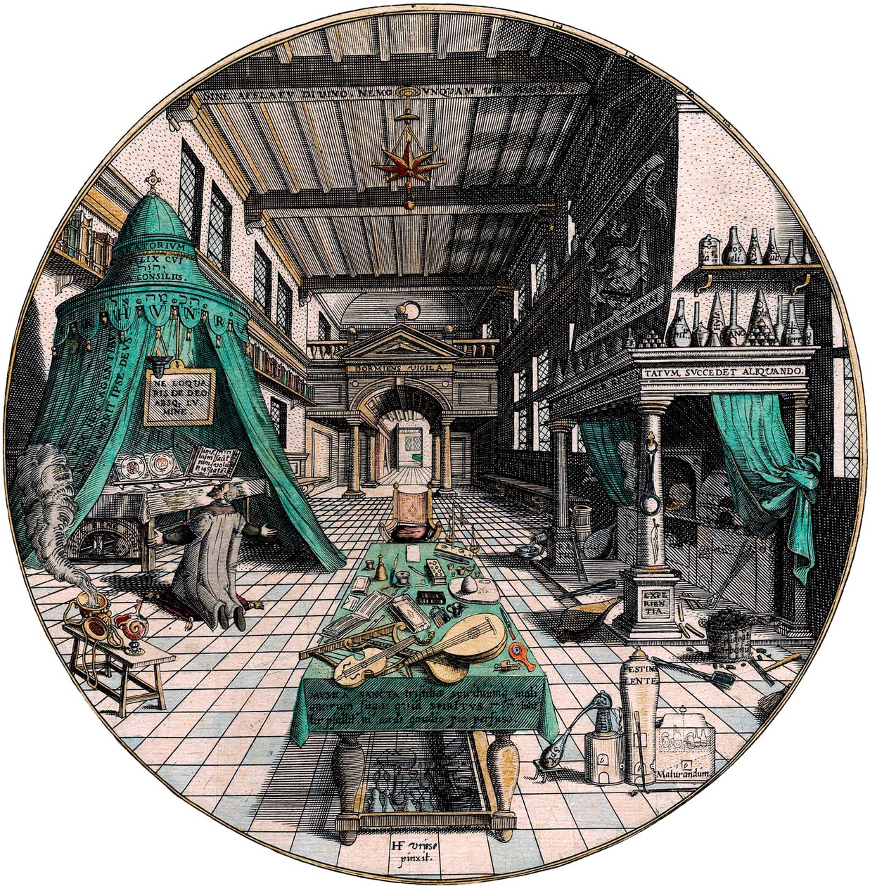 Laboratório do Alquimista, 1595. de Hans Vredeman de Vries