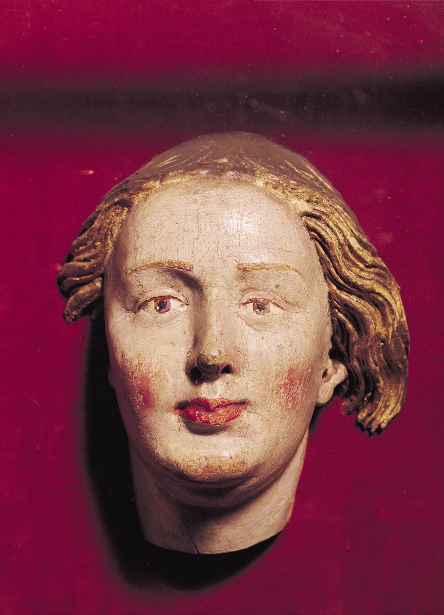Cabeça de um santo, c.1520 (madeira pintada) de Hans Weiditz