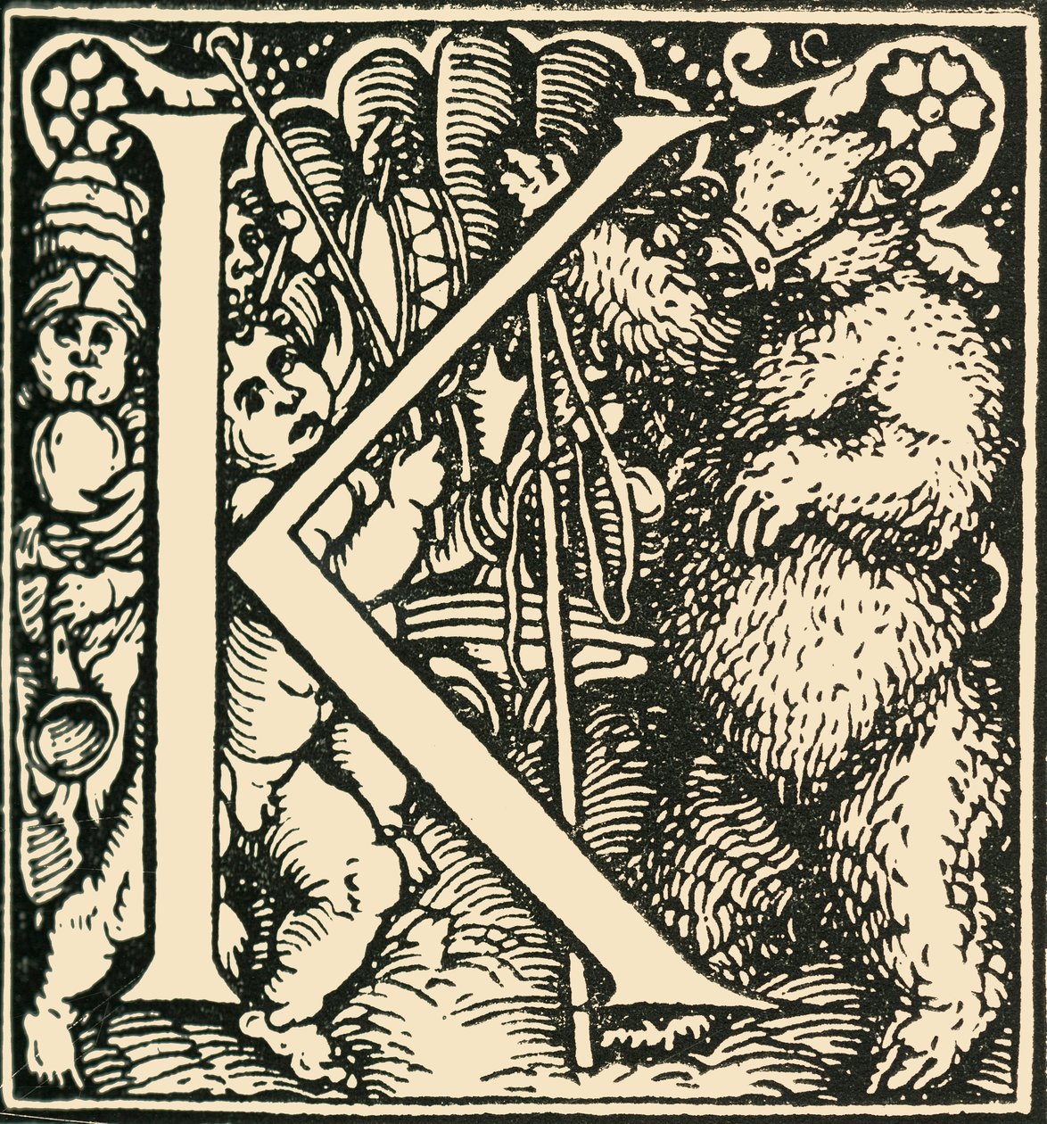 K - Um alfabeto de Hans Weiditz, c1520-1521, 1908. de Hans Weiditz