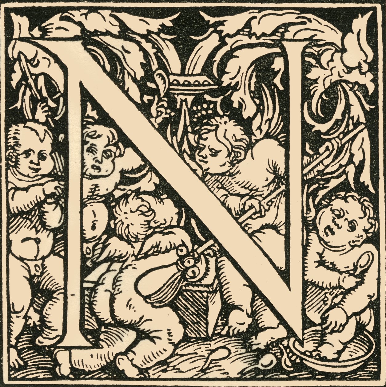 N - Um alfabeto de Hans Weiditz, c1520-1521, 1908. de Hans Weiditz