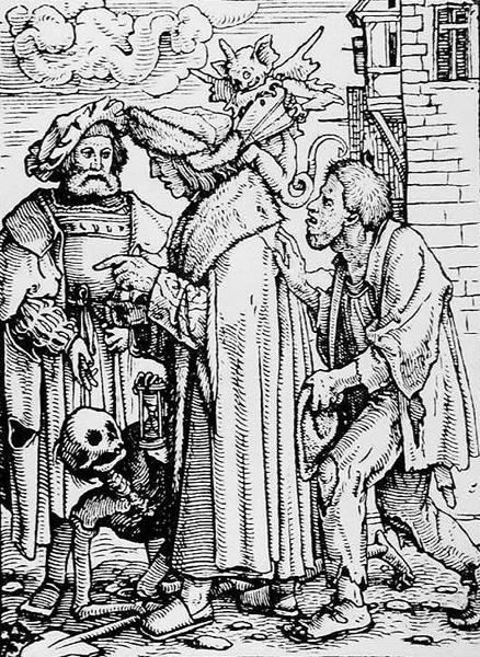 Morte e o Conselheiro, de A Dança da Morte, gravada por Hans Lutzelburger, c.1538 de Hans after Holbein the Younger