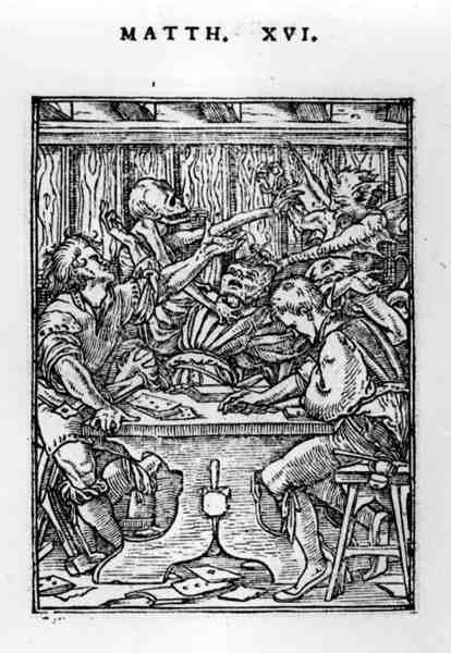 The Gamesters, da série Dance of Death, gravada por Hans Lutzelburger (fl.1505-26) c.1526-28 de Hans after Holbein the Younger
