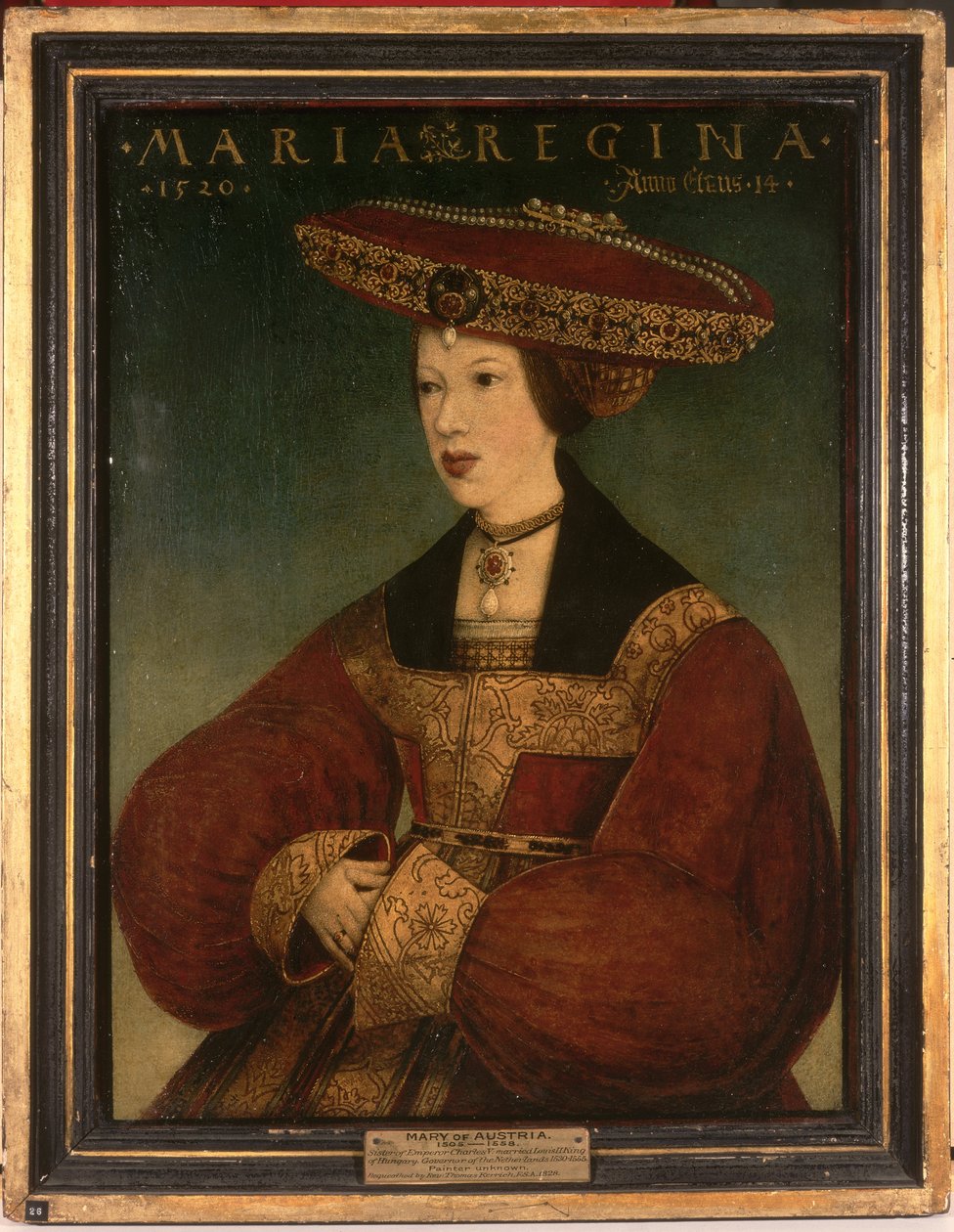 Maria da Áustria, c.1520 (óleo sobre pergaminho no painel) de Hans or Johan Maler