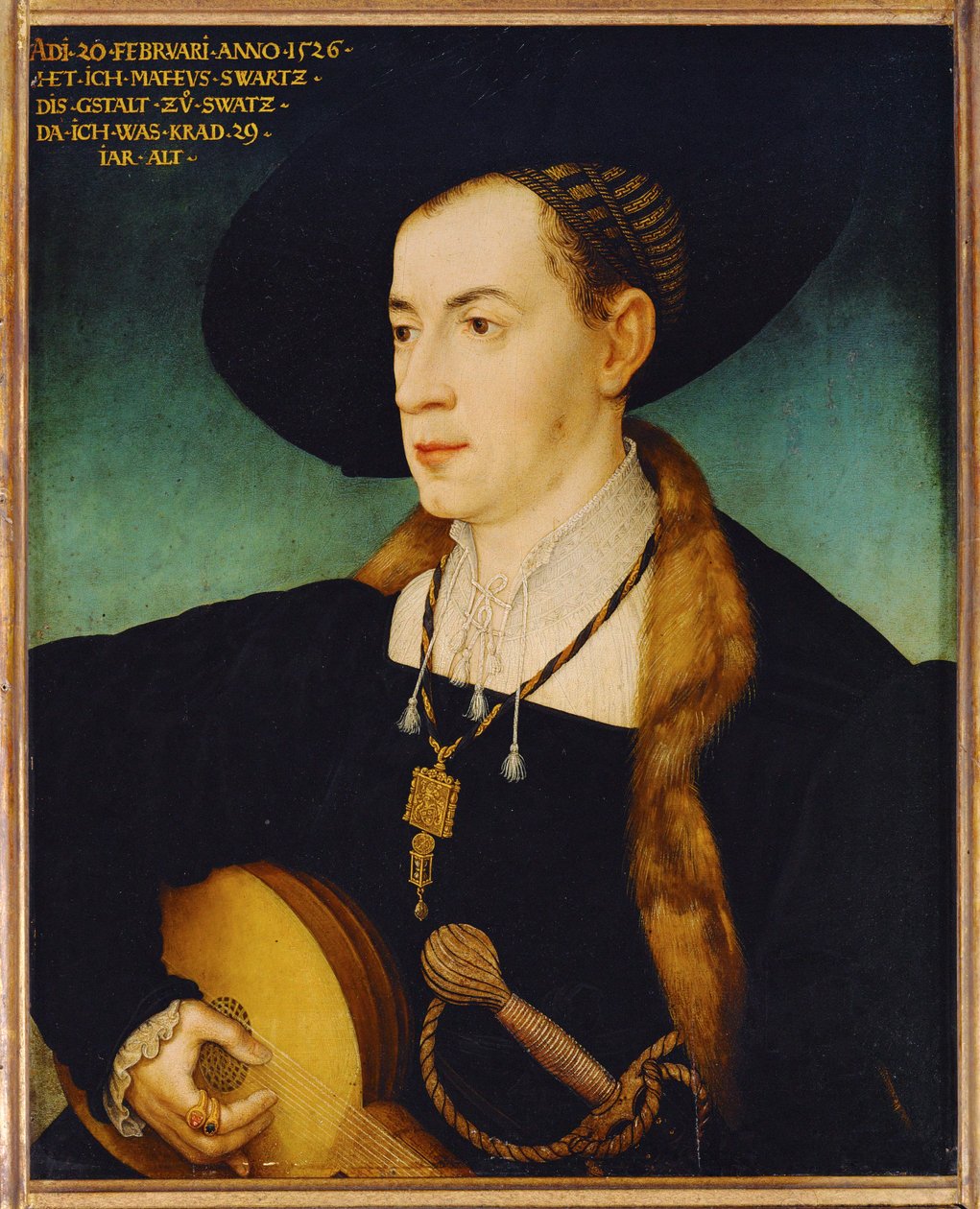Matthaeus Schwarz, banqueiro, sócio da família bancária Fugger de Augsburgo, financiadores do imperador Carlos V ... de Hans or Johan Maler