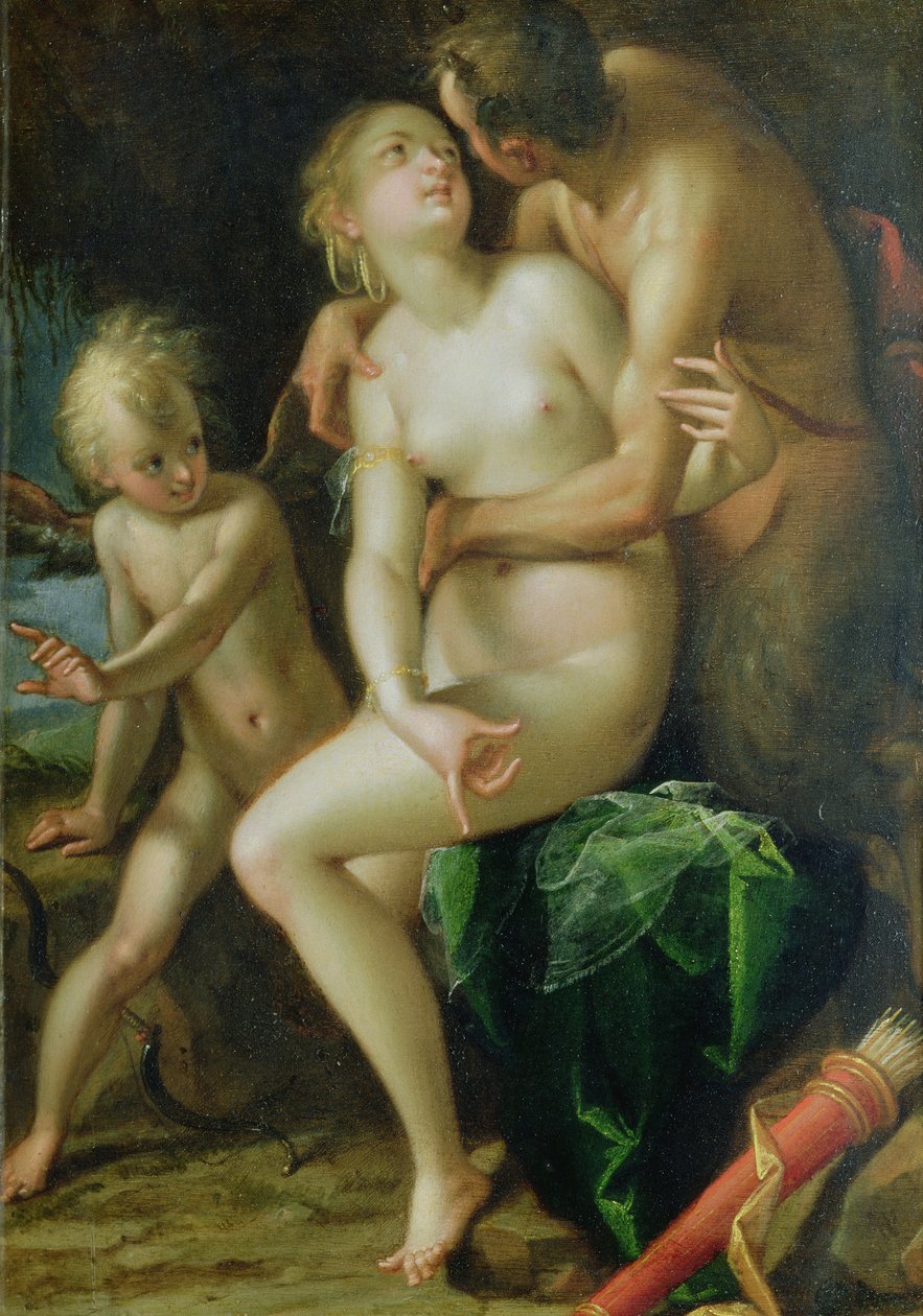 Júpiter, Antiope e Cupido de Hans von Aachen