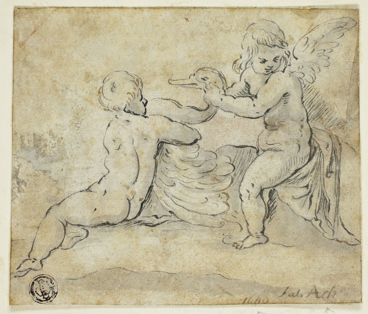 Cisne de exploração Putti de Hans von Aachen