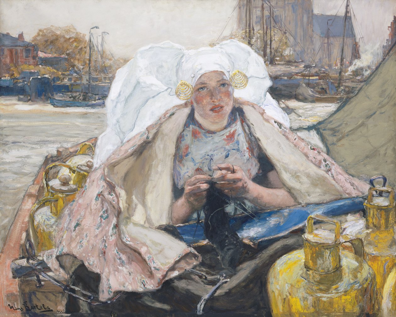 A Leiteira de Dordrecht, c.1900 (óleo sobre tela) de Hans von Bartels
