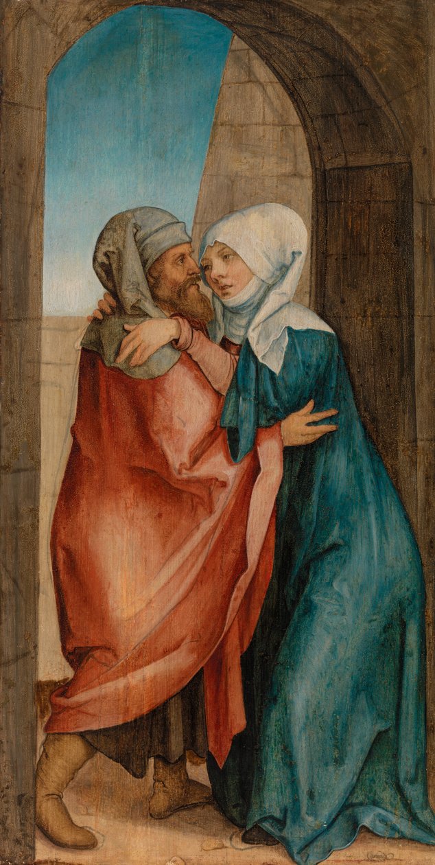 Encontro de Joachim e Anna na Golden Gate de Hans von Kulmbach