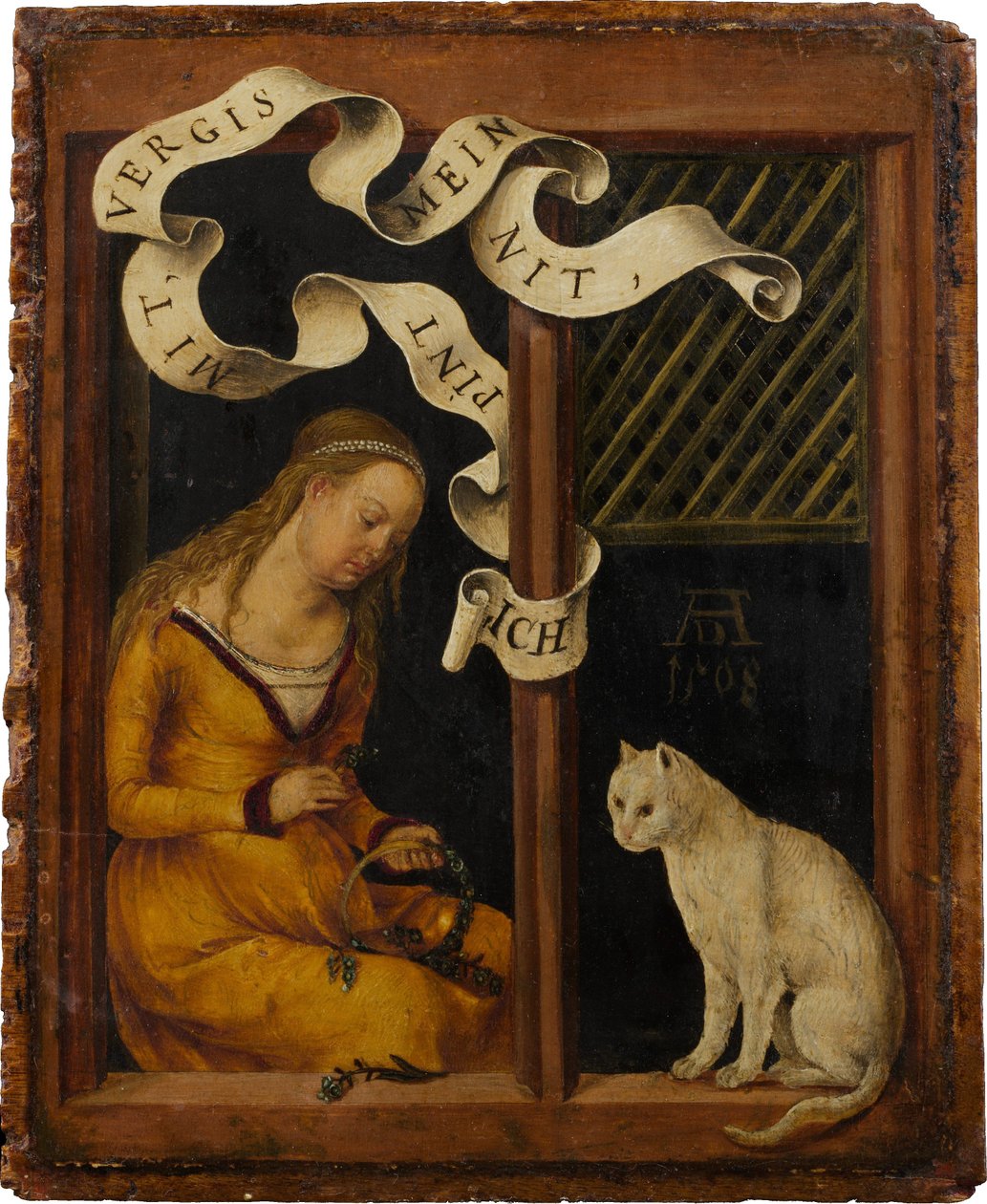Retrato de um jovem; (verso) Rapariga a fazer uma grinalda de Hans von Kulmbach