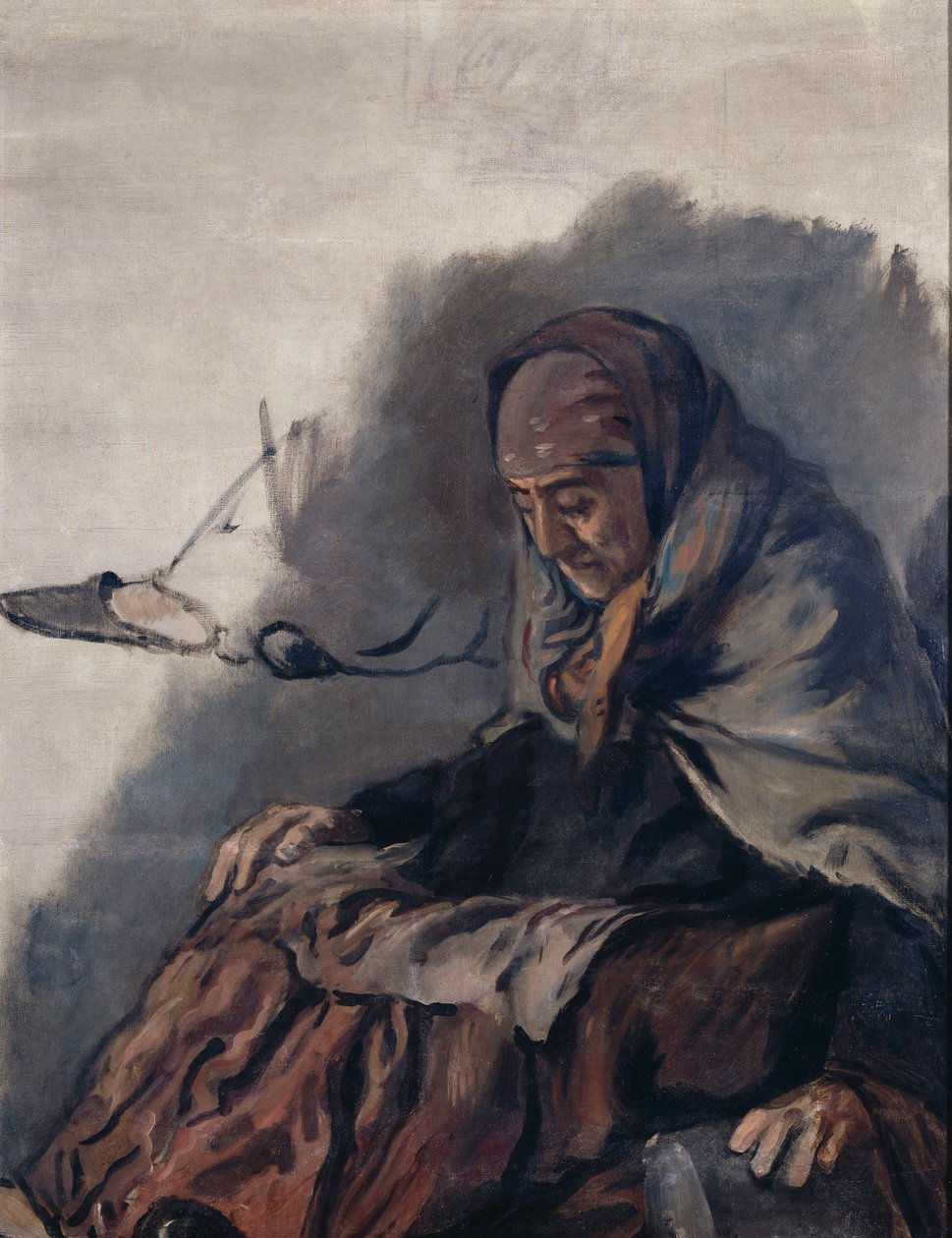 Vendedora de ostras. Estudo para os frescos da Estação Zoológica de Nápoles de Hans von Marées