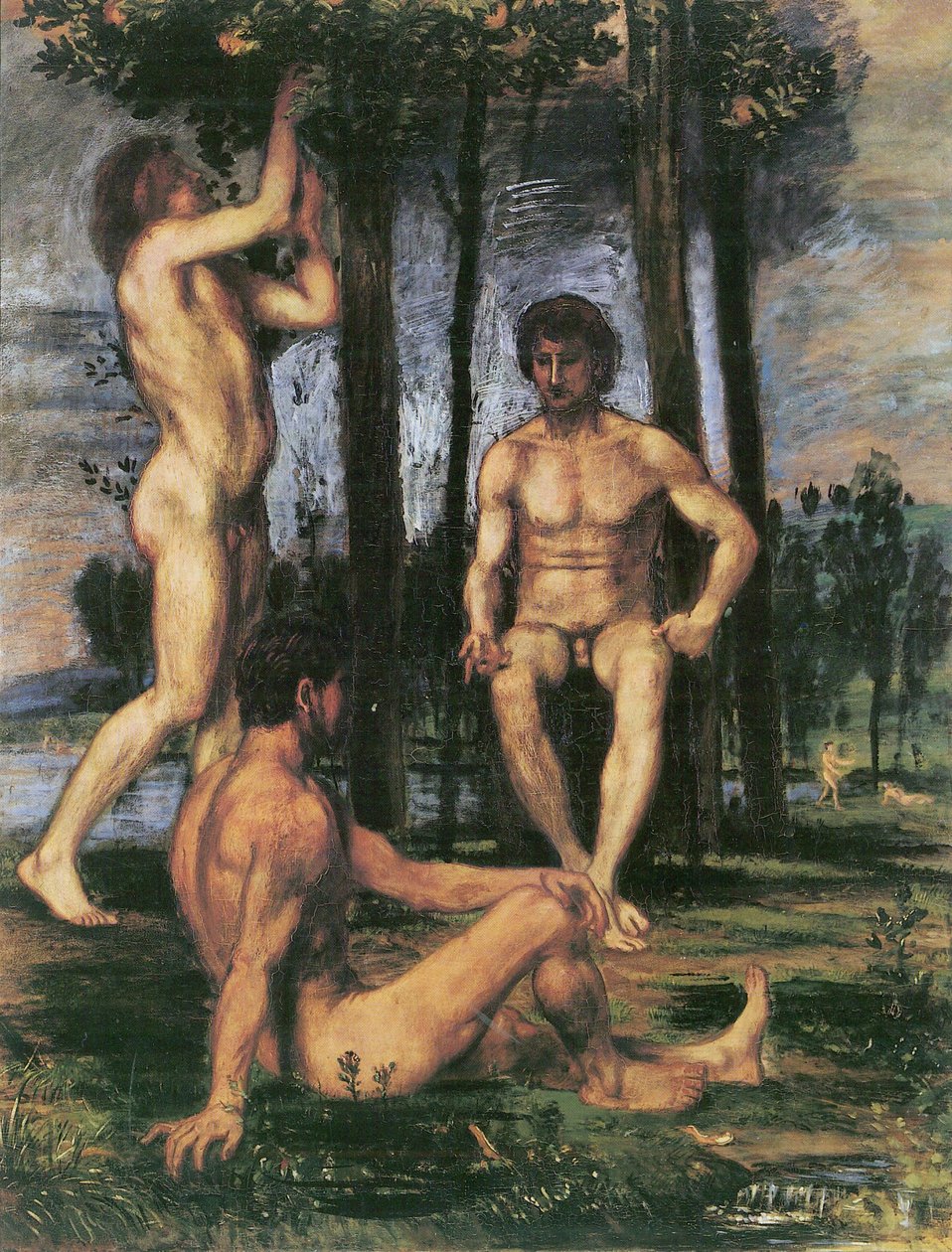 Três jovens sob laranjeiras de Hans von Marées