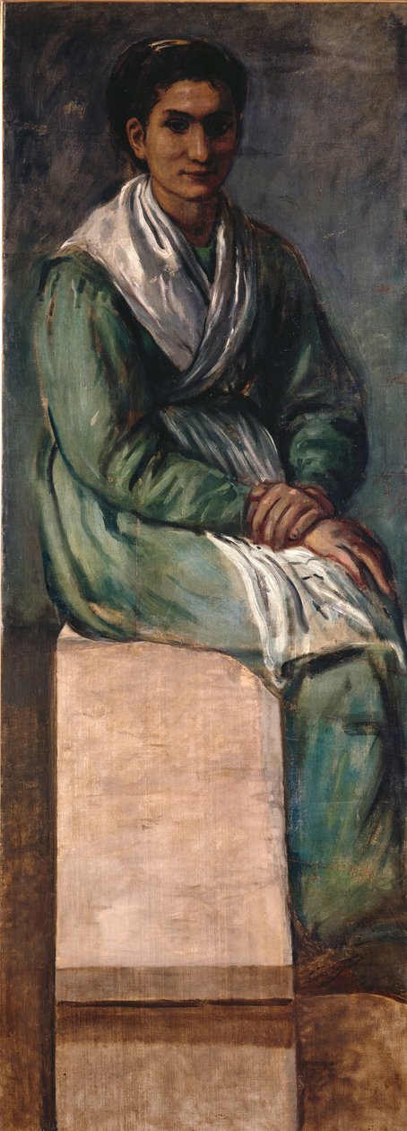 Mulher na escadaria. Estudo para os frescos da Estação Zoológica de Nápoles de Hans von Marées