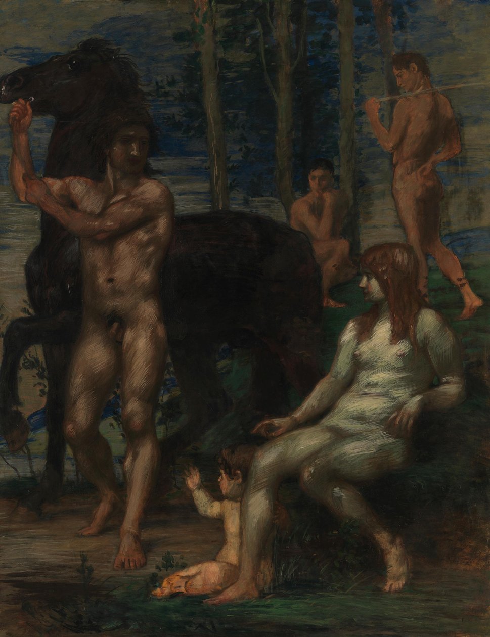 Tratador de cavalos e ninfa de Hans von Marées
