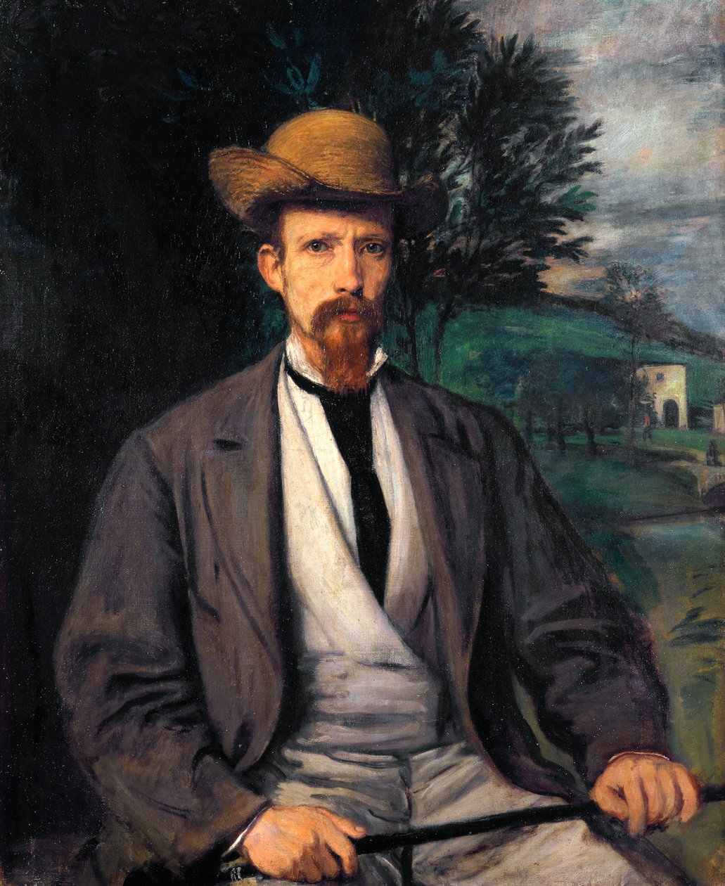 Autorretrato com chapéu amarelo de Hans von Marées