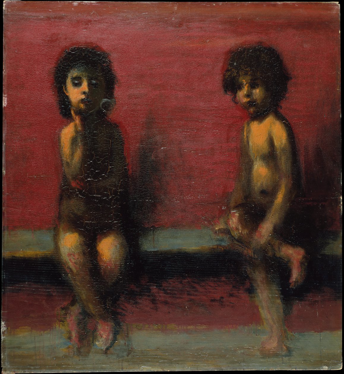 Duas crianças sentadas de Hans von Marées