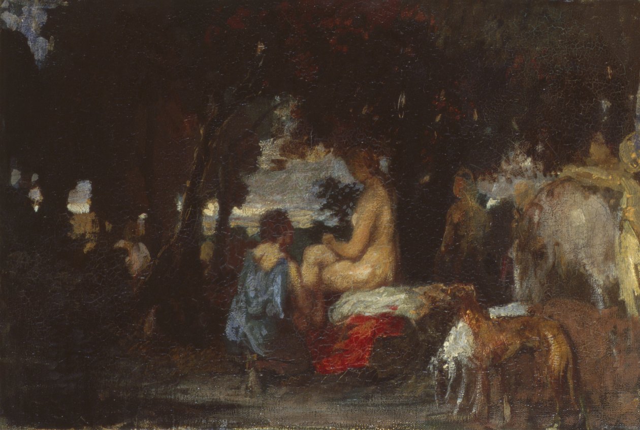 O banho de Diana, um estudo para o repouso de Diana, 1863 de Hans von Marées