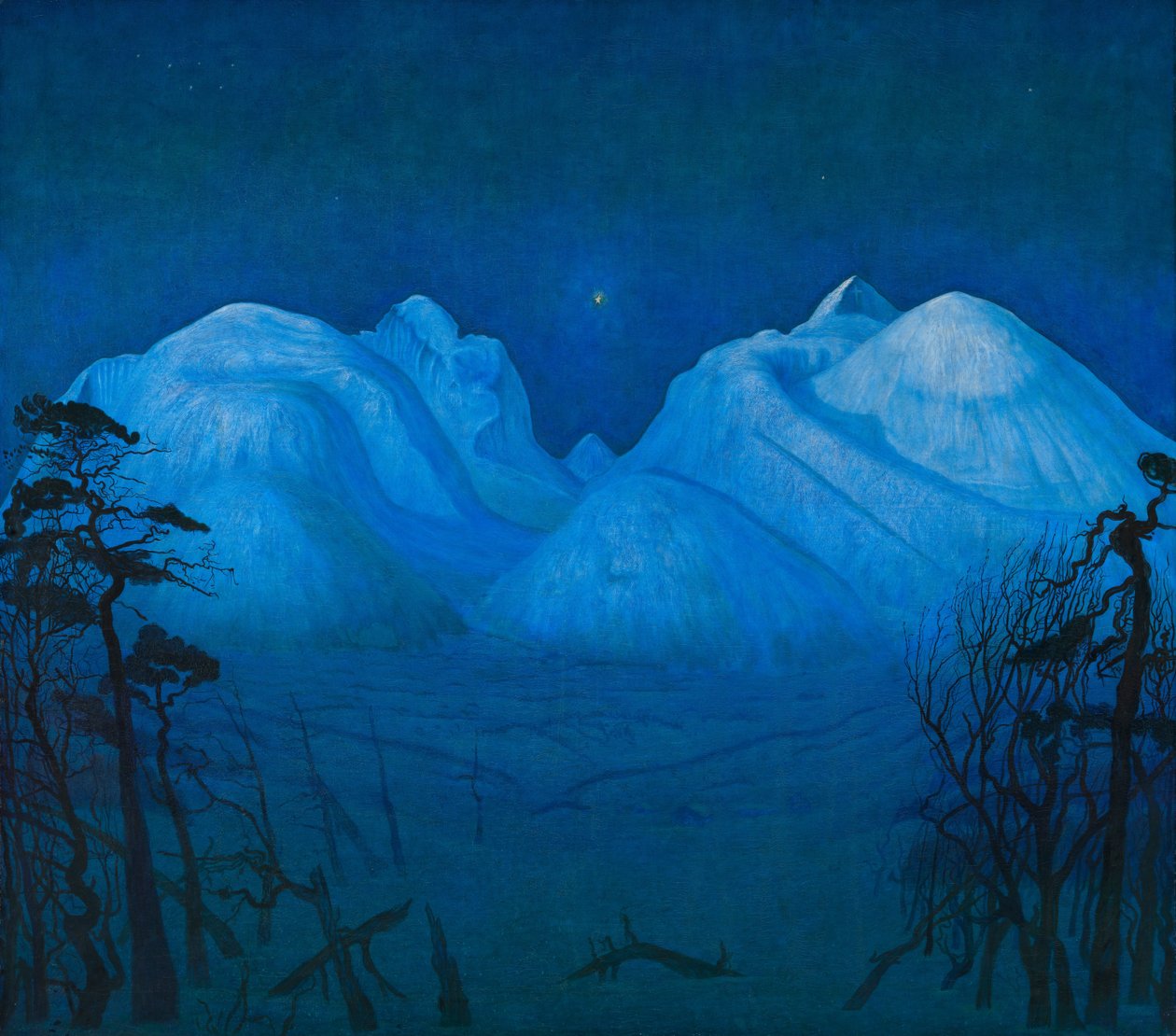 Noite de inverno nas montanhas de Harald Oscar Sohlberg