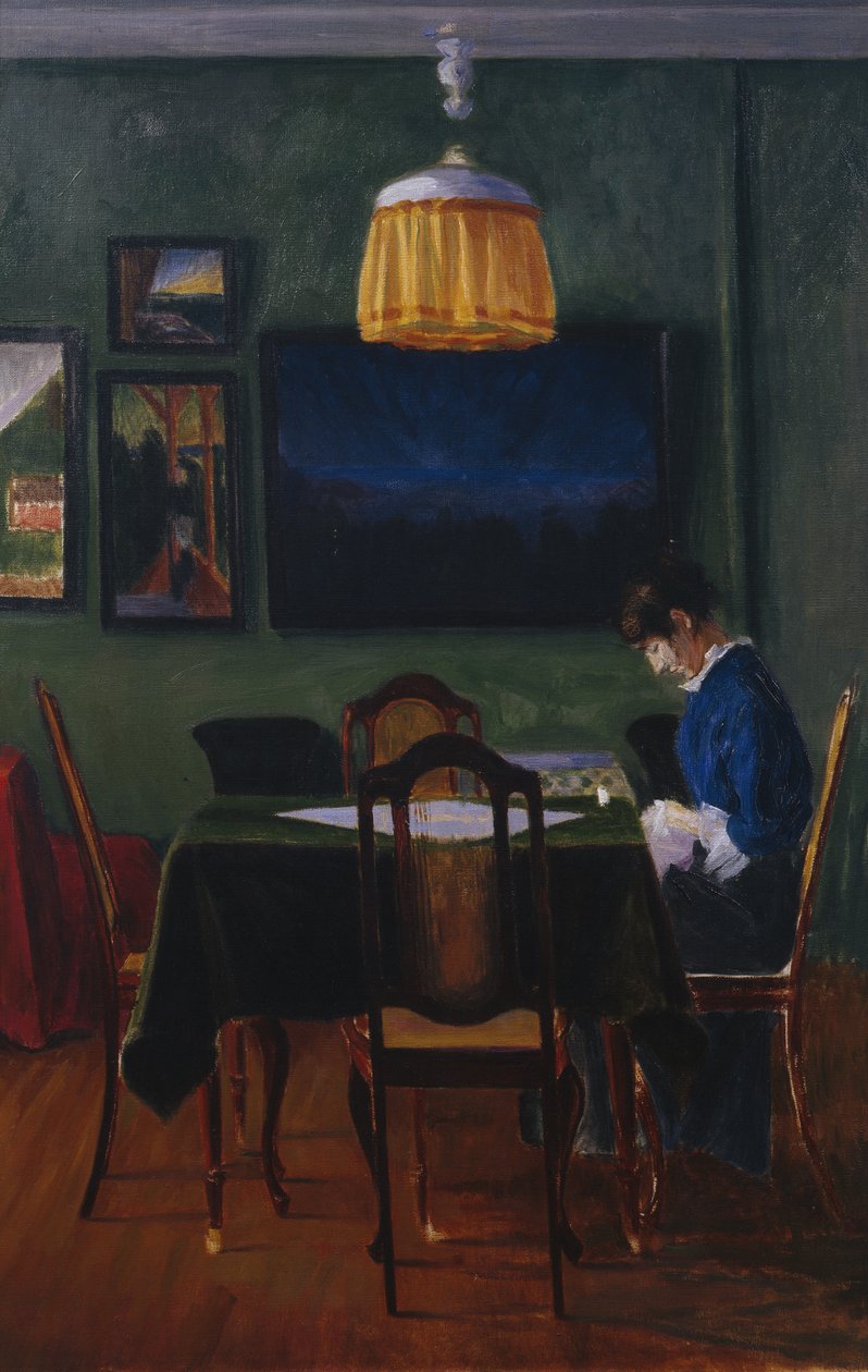 Por luz de lâmpada de Harald Oscar Sohlberg