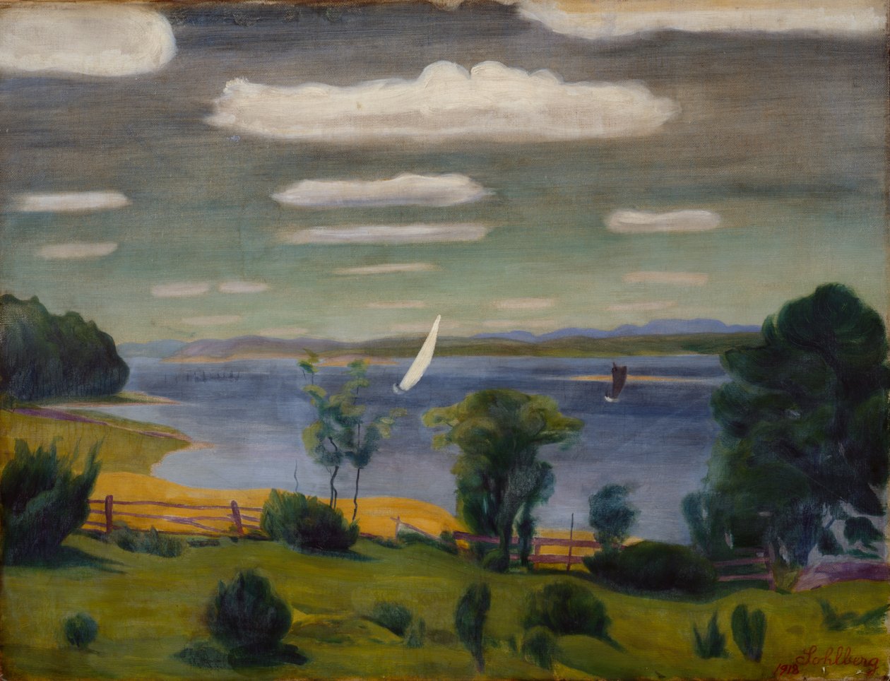 Dia de verão em Viksfjorden, Larvik de Harald Oscar Sohlberg