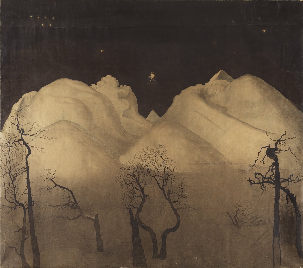 Noite de inverno nas montanhas. estudo, 1902-2 de Harald Oscar Sohlberg
