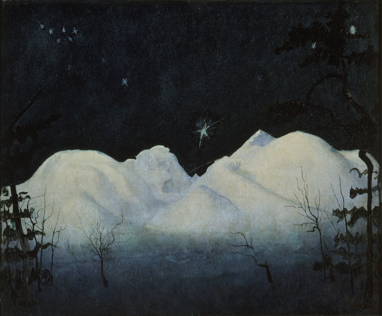 Noites de Inverno nas montanhas (óleo sobre tela) de Harald Oscar Sohlberg
