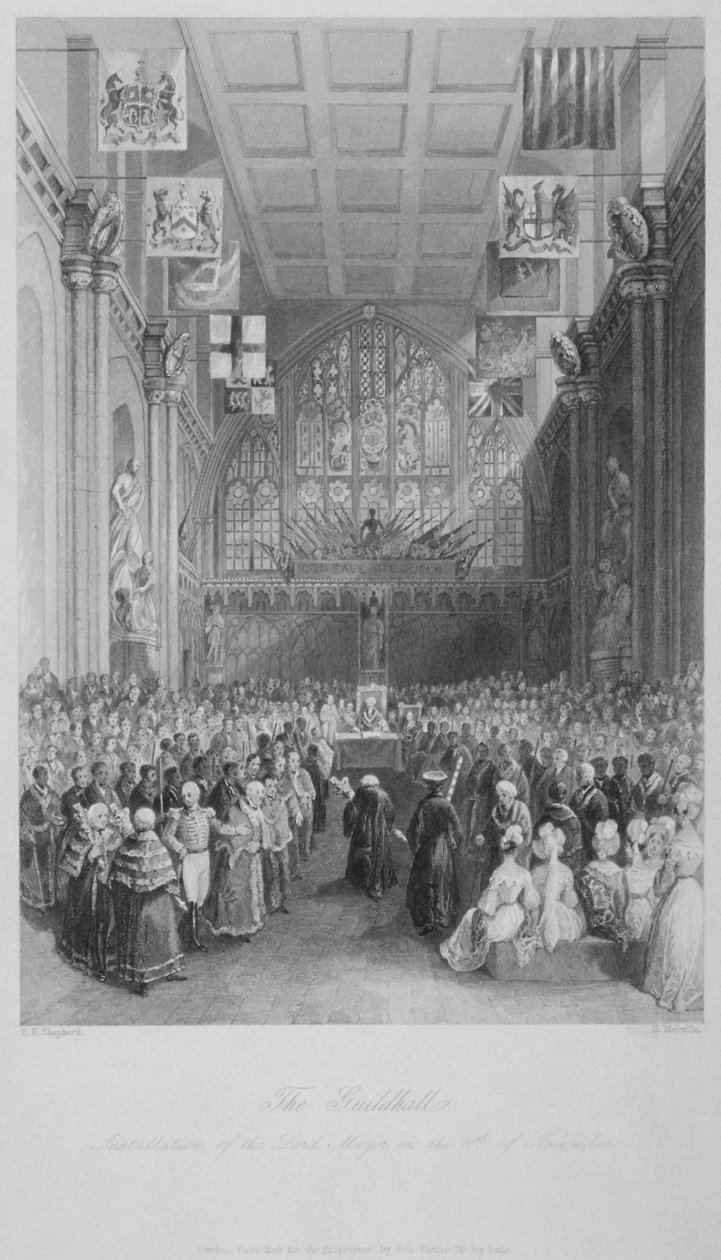 Instalação do Lord Mayor de Londres no Guildhall, City of London, 1838.   de Harden Sidney Melville
