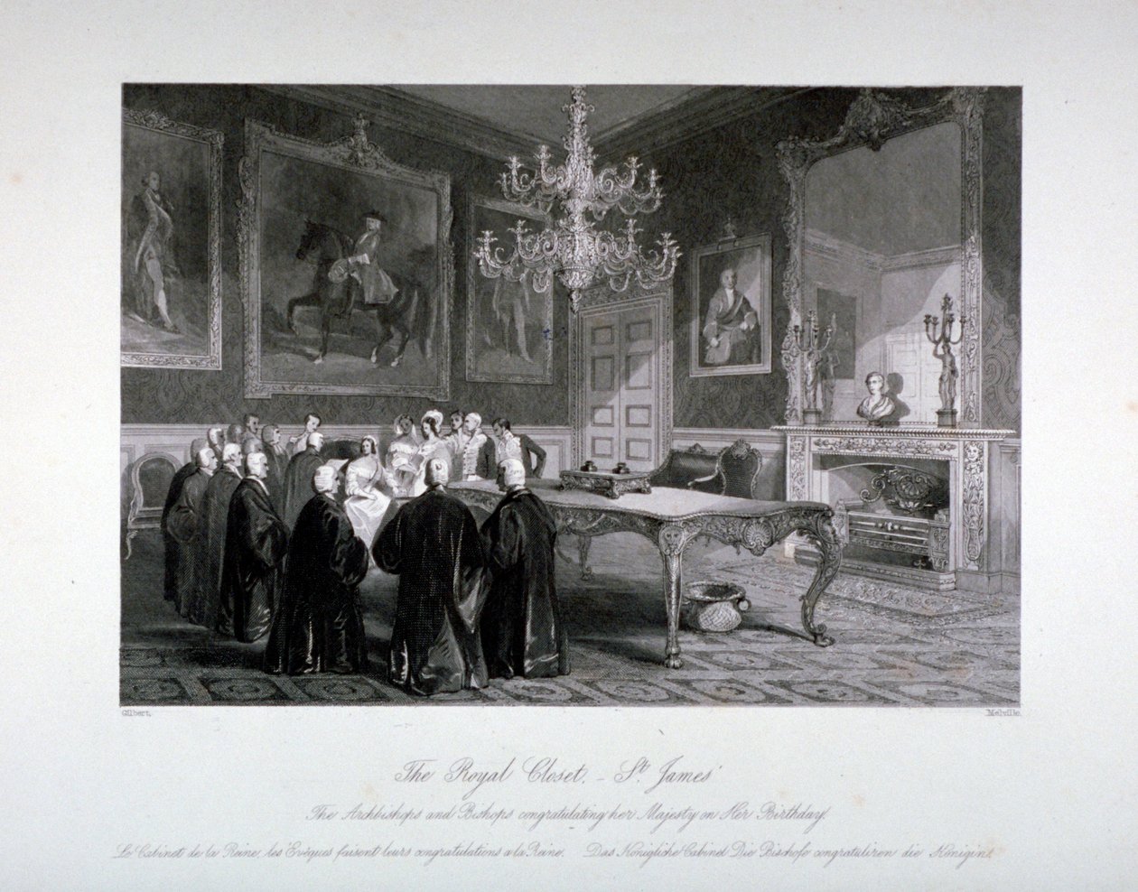 Vista interior do Royal Closet no Palácio de St James, Westminster, Londres, c1840 de Harden Sidney Melville