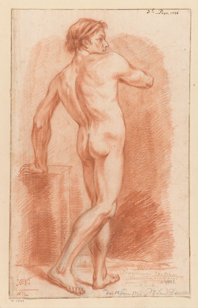 Nu masculino em pé, visto por trás (3º prémio 1766) de Harmanus Vinkeles
