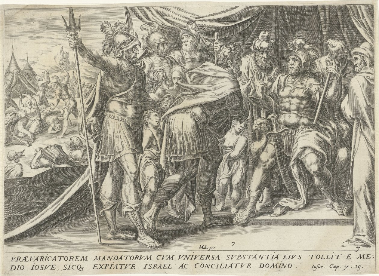 Achan perante Joshua
A história de Joshua (título da série) de Harmen Jansz Muller