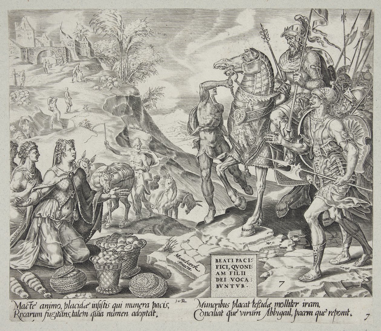 Bem-aventurados os pacificadores. Abigail acalmando David de Harmen Jansz. Muller