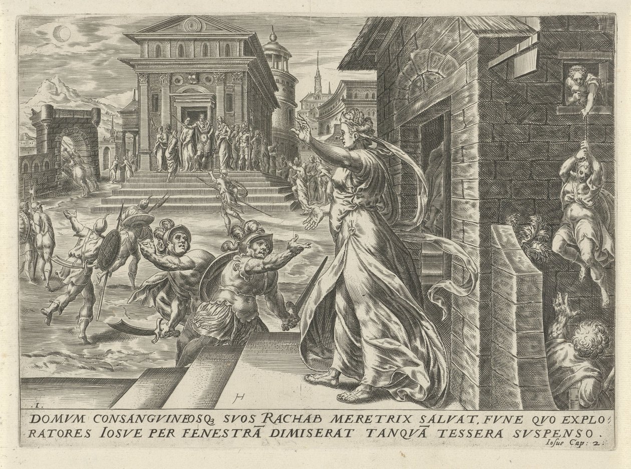 Rahab deixa os espiões escaparem pela janela A História de Josué (título da série) de Harmen Jansz Muller