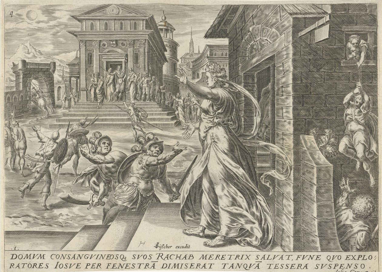 Rahab deixa os espiões escapar através da janela
A história de Joshua (título da série) de Harmen Jansz Muller