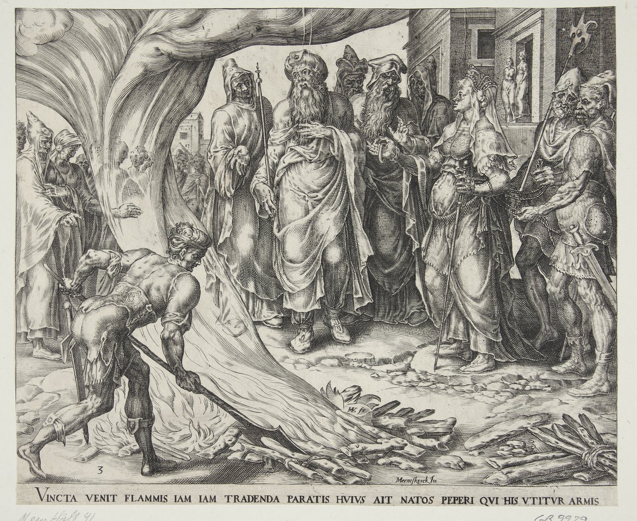 Tamar levada à execução, mostrando a promessa de Judá de Harmen Jansz. Muller