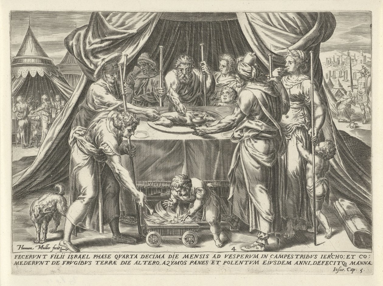 Celebração da Páscoa na Terra Prometida A História de Josué (título da série) de Harmen Jansz Muller